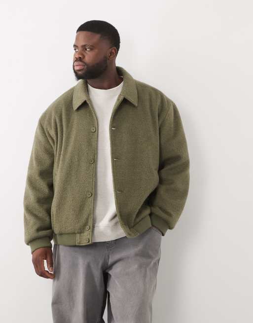 ASOS DESIGN bomber effetto lana verde, 2 di 5