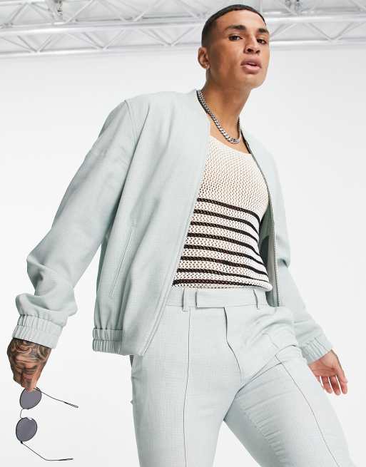 ASOS DESIGN - Bomber élégant d'ensemble effet hachuré - Vert pastel
