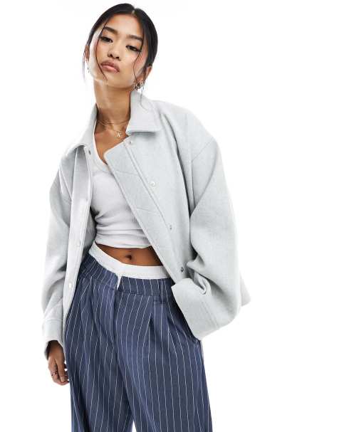 ASOS DESIGN - Bomber en laine mélangée - Gris - view 1