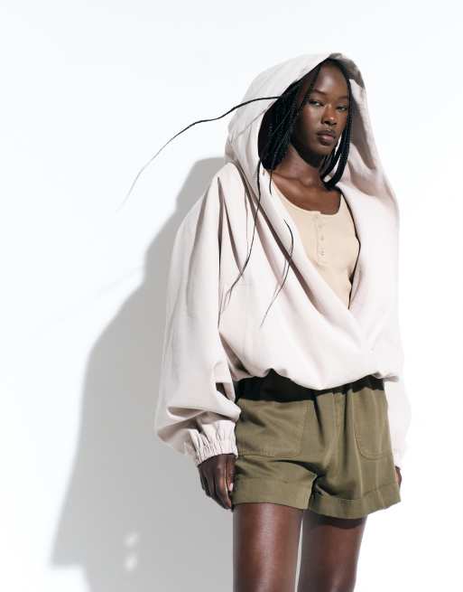 ASOS DESIGN - Bomber en modal à capuche et col châle - Taupe, 2 de 5