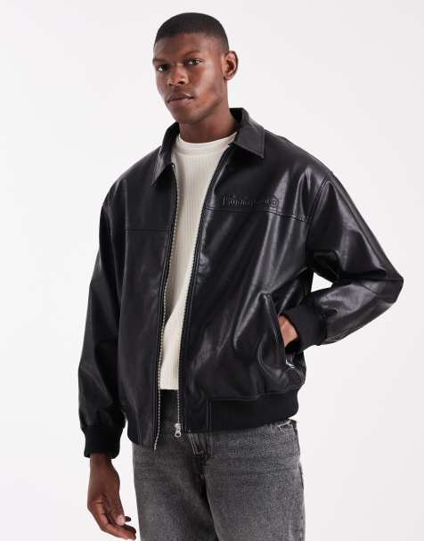 ASOS DESIGN - Bomber en similicuir à imprimé - Noir - view 1