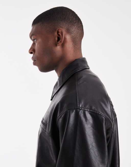 ASOS DESIGN - Bomber en similicuir à imprimé - Noir, 4 de 5