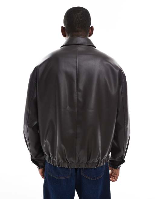 ASOS DESIGN - Bomber en similicuir - Marron foncé , 3 de 5