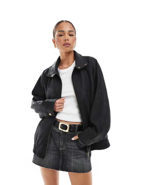 ASOS DESIGN - Bomber en similicuir - Noir - view 1