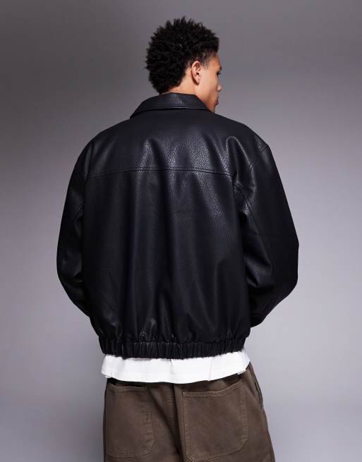 ASOS DESIGN - Bomber imitation cuir - Noir, 3 de 5