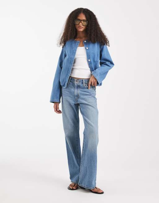 ASOS DESIGN - Bomber in denim blu medio, 2 di 4