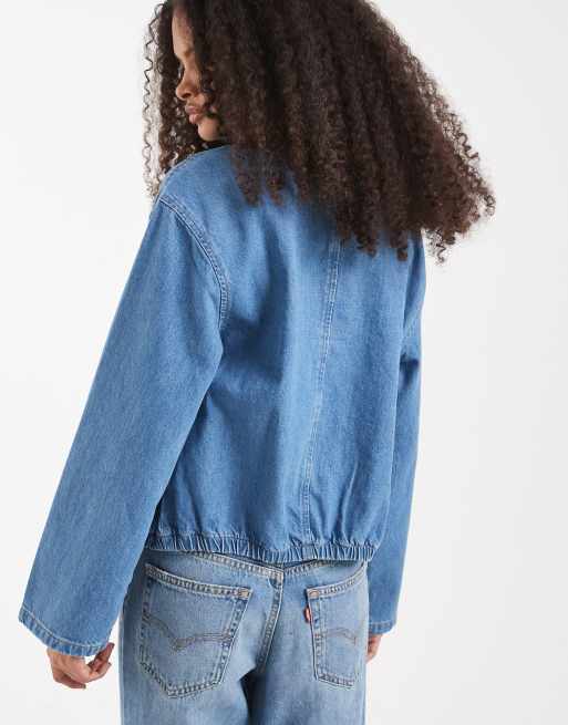 ASOS DESIGN - Bomber in denim blu medio, 4 di 4