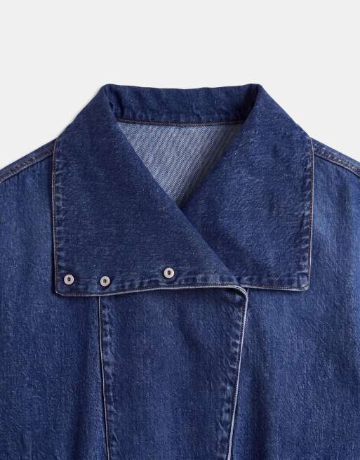 ASOS DESIGN bomber in denim oversize blu lavaggio medio coordinato, 8 di 8
