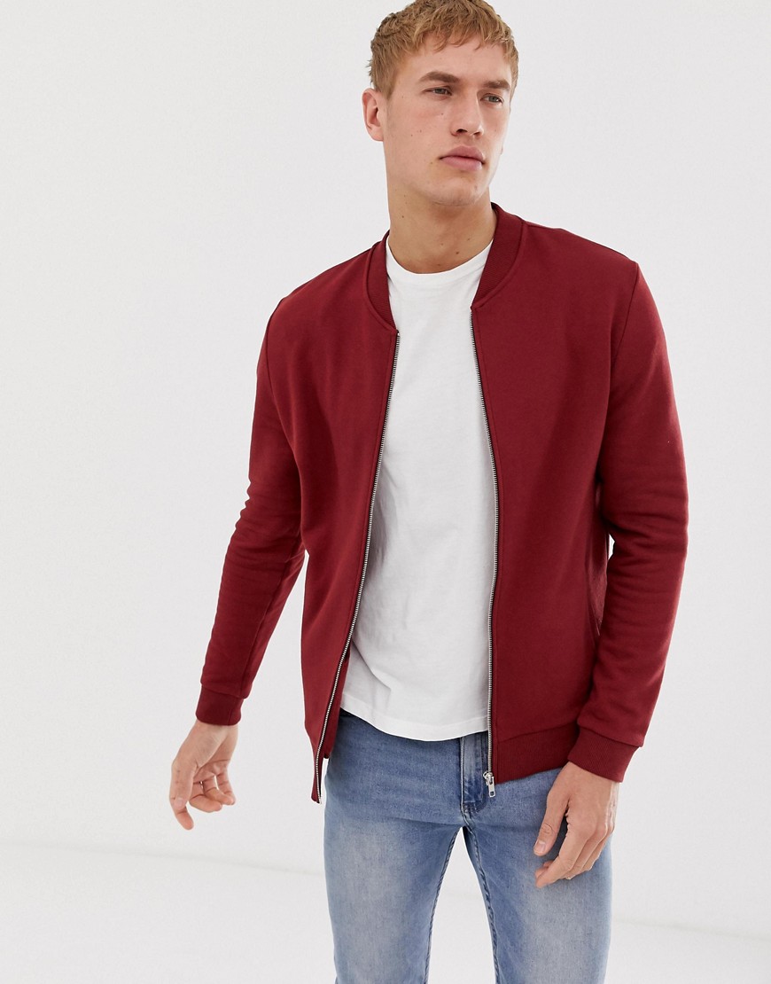 ASOS DESIGN - Bomber in jersey bordeaux-Rosso