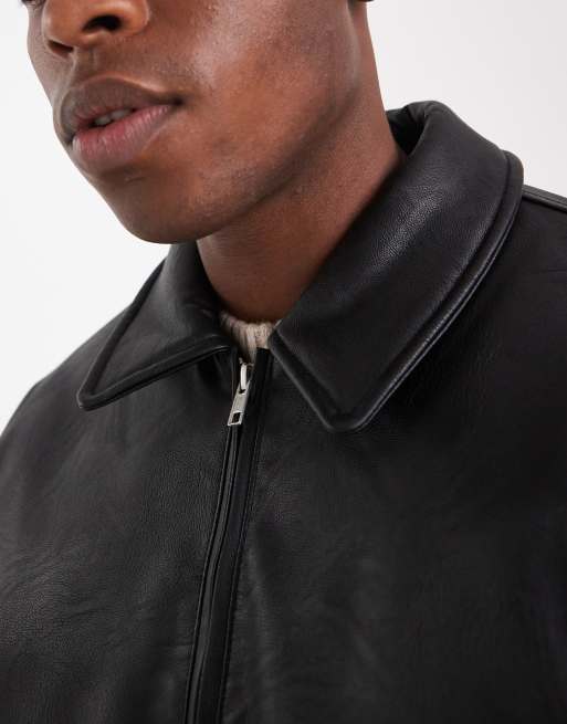 ASOS DESIGN - Bomber in pelle sintetica nero, 5 di 5