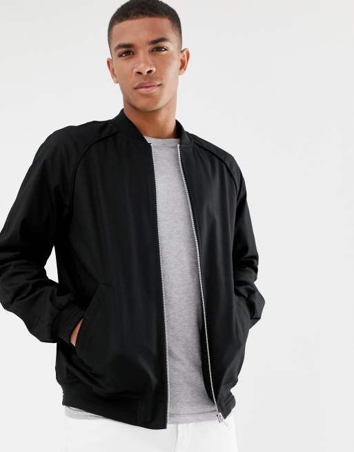 ASOS DESIGN lightweight bomber jacket in black