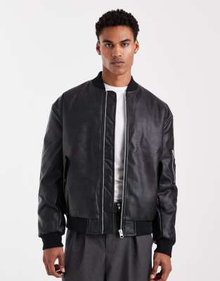 Asos Design Bomber Jacket In Black