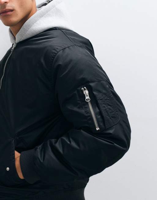 ASOS DESIGN bomber jacket in black, 2 of 5