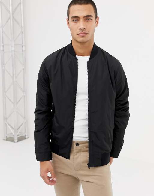 ASOS DESIGN lightweight bomber jacket in black