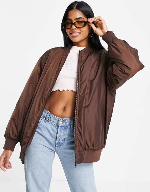 Omgekeerde Statistisch schroef ASOS DESIGN bomber jacket in brown | ASOS