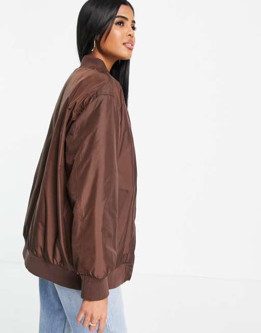 ASOS DESIGN bomber jacket in brown