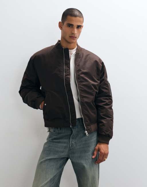 ASOS DESIGN bomber jacket in brown, 4 of 5
