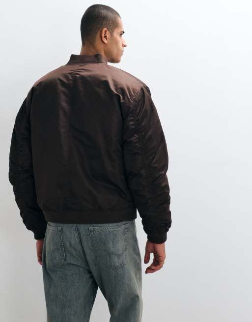 ASOS DESIGN bomber jacket in brown, 5 of 5