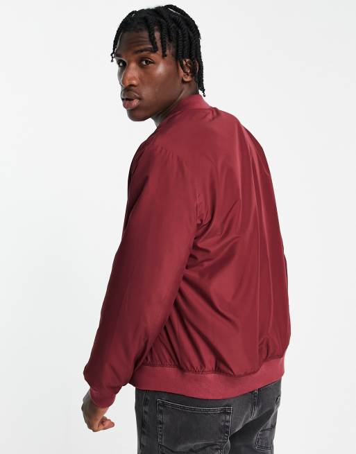 ASOS DESIGN bomber jacket in burgundy