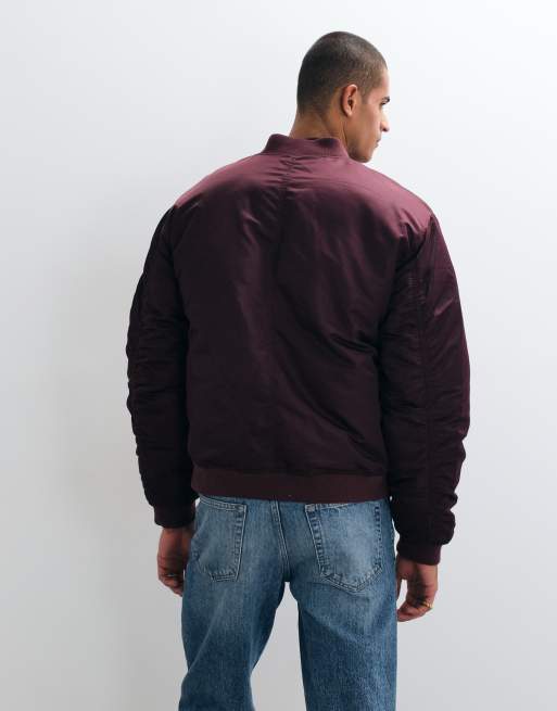 ASOS DESIGN bomber jacket in burgundy, 4 of 5