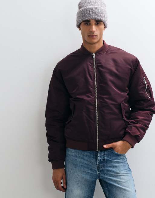 ASOS DESIGN bomber jacket in burgundy, 5 of 5