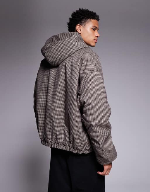 ASOS DESIGN bomber jacket in check, 3 of 5