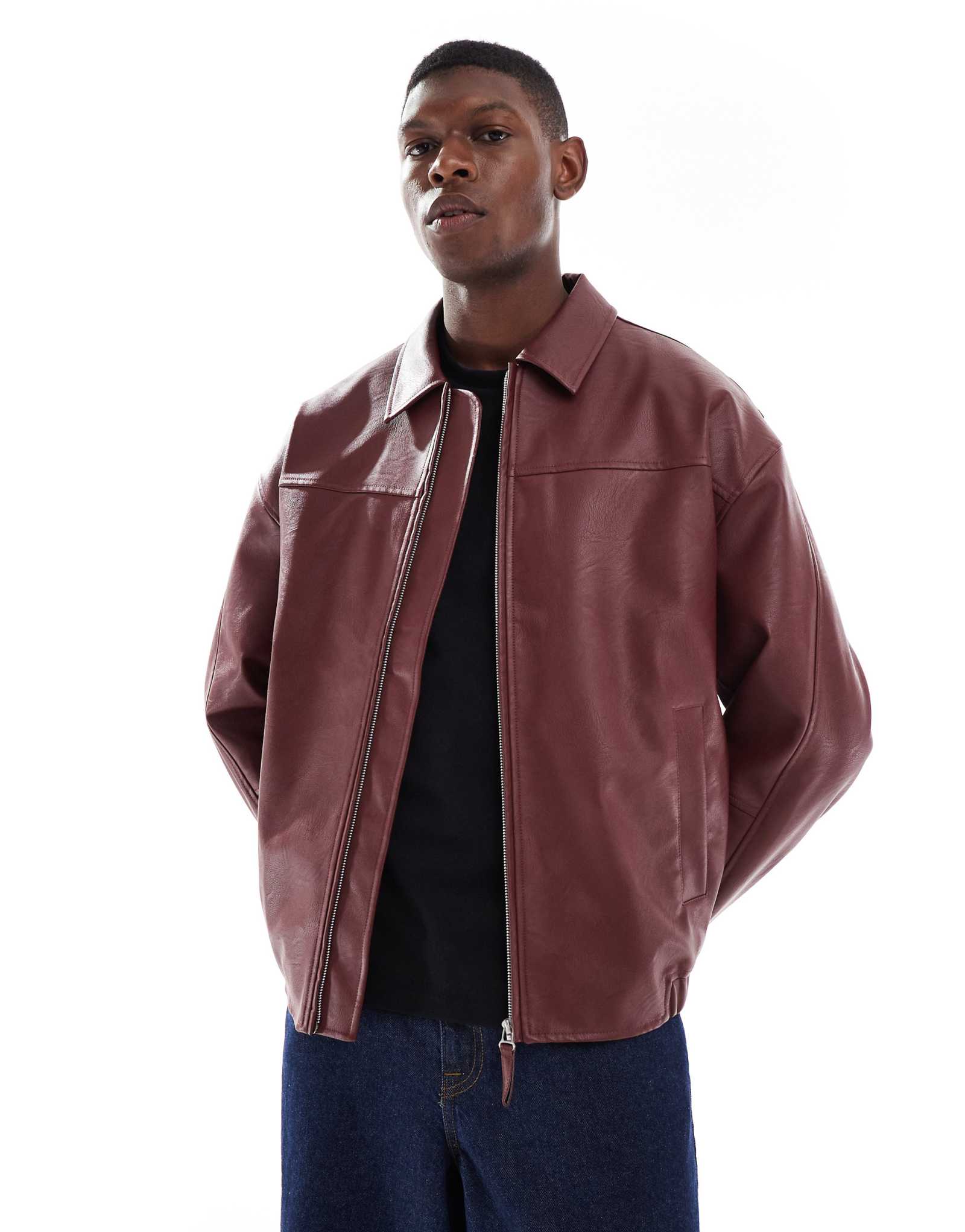 ДИЗАЙНЕРСКАЯ куртка-бомбер ASOS из искусственной кожи красного цвета