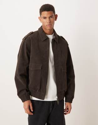 Asos Design Bomber Jacket In Brown