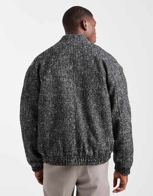ASOS DESIGN bomber jacket in herringbone, 3 of 5