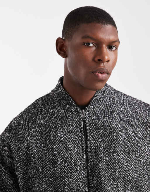 ASOS DESIGN bomber jacket in herringbone | ASOS