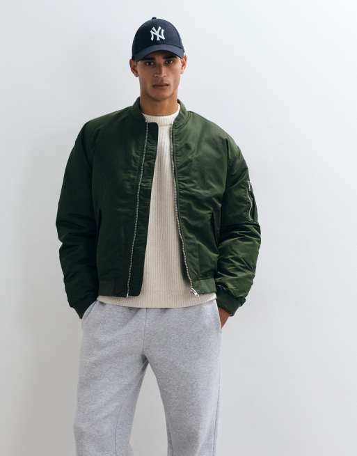 ASOS DESIGN bomber jacket in khaki, 2 of 5