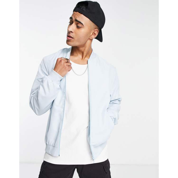 Sky blue bomber on sale jacket