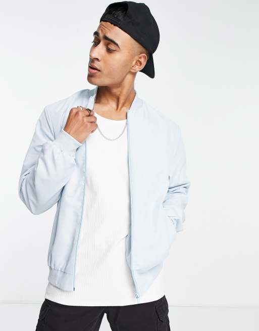 Baby blue bomber on sale jacket