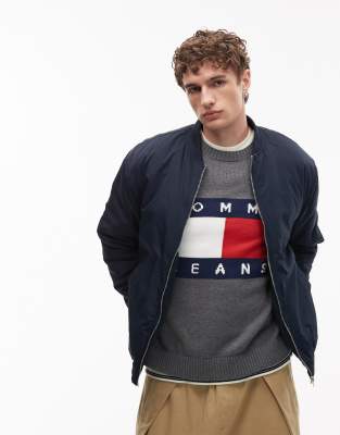 Asos Design Bomber Jacket In Blue