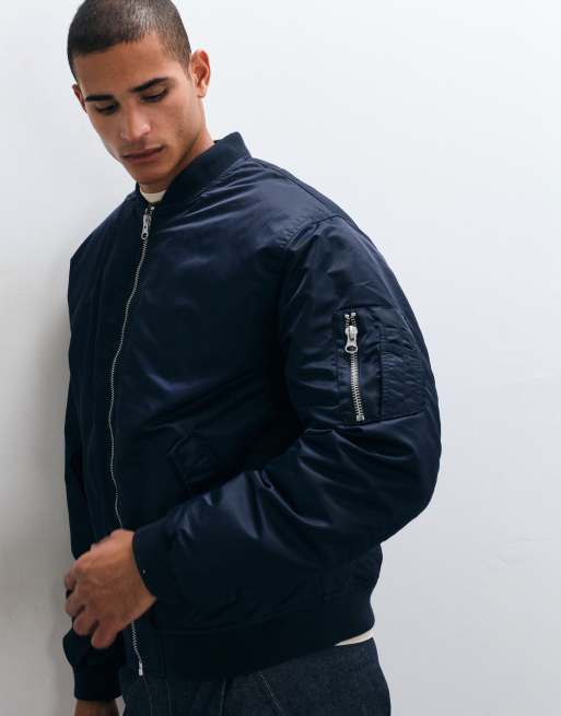 ASOS DESIGN bomber jacket in navy, 2 of 5