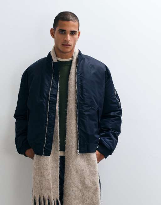 ASOS DESIGN bomber jacket in navy, 5 of 5