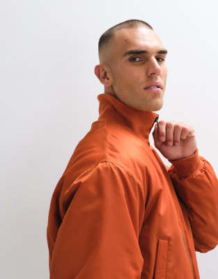 Asos Design Bomber Jacket In Orange