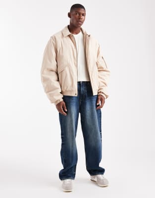 Asos Design Bomber Jacket In Neutral