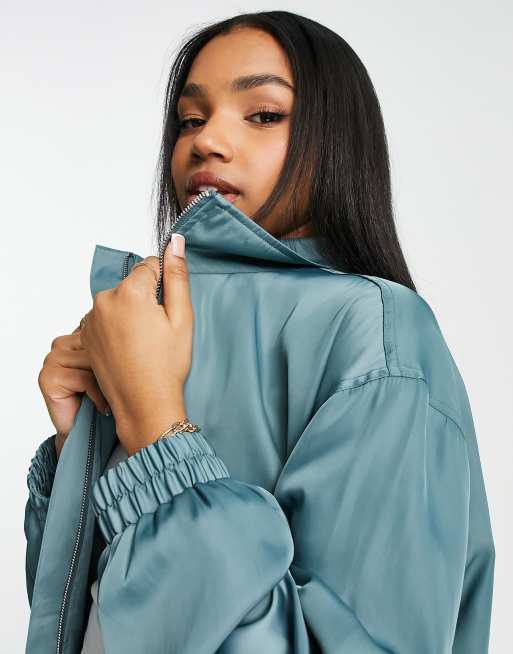 ASOS DESIGN bomber jacket in teal, 3 of 4