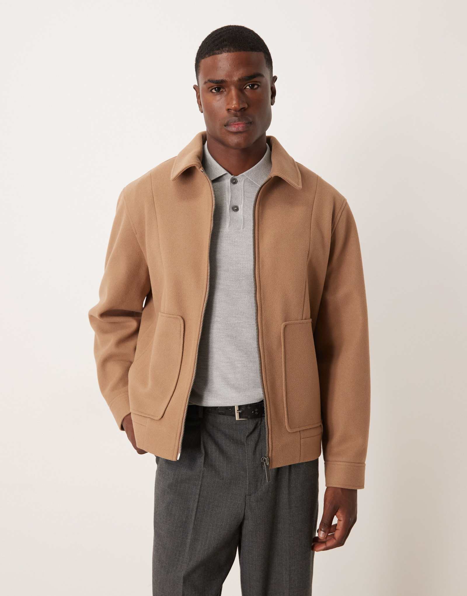 ДИЗАЙНЕРСКАЯ куртка-бомбер ASOS из шерсти светло-коричневого цвета