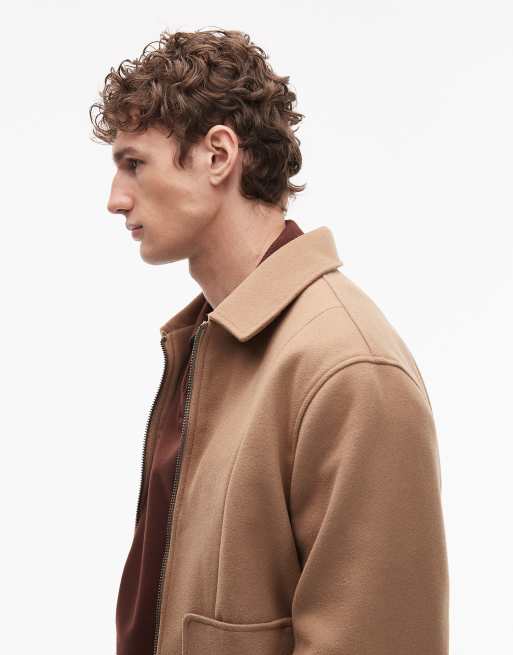 ASOS DESIGN bomber jacket in wool look light brown, 5 of 5