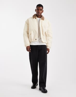 Asos Design Bomber Jacket With Borg Collar In Multi