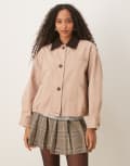 [ASOS DESIGN] ASOS DESIGN bomber jacket with chocolate collar in dusty pink-Neutral XS Dusty pink