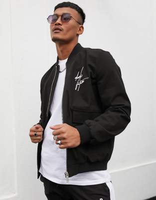 asos design bomber jacket in black