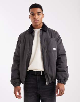 Asos Design Bomber Jacket With Embroidery In Gray