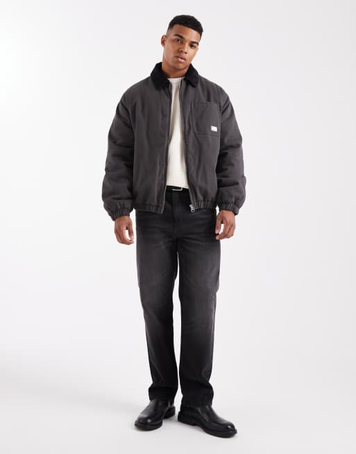ASOS DESIGN bomber jacket with embroidery in gray, 2 of 5