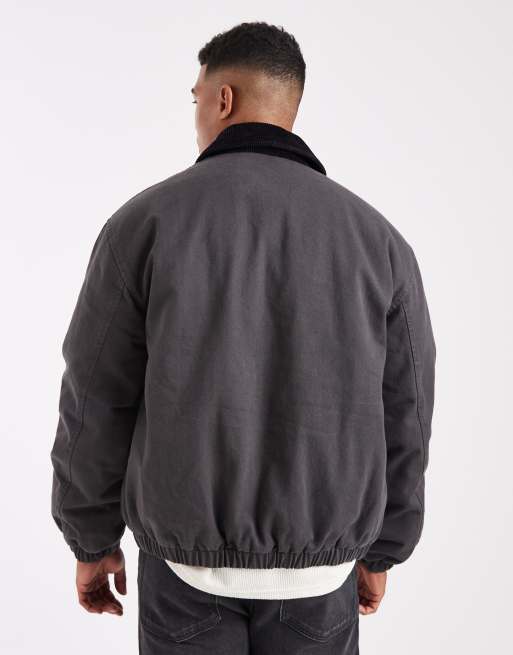 ASOS DESIGN bomber jacket with embroidery in gray, 5 of 5