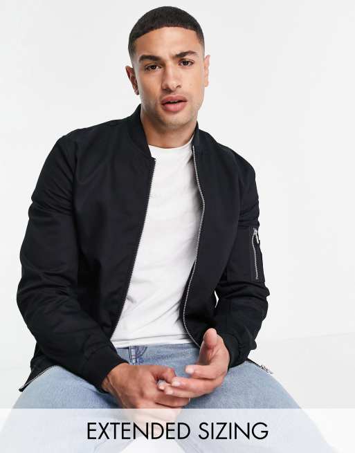 ASOS DESIGN bomber jacket with MA1 pocket in black