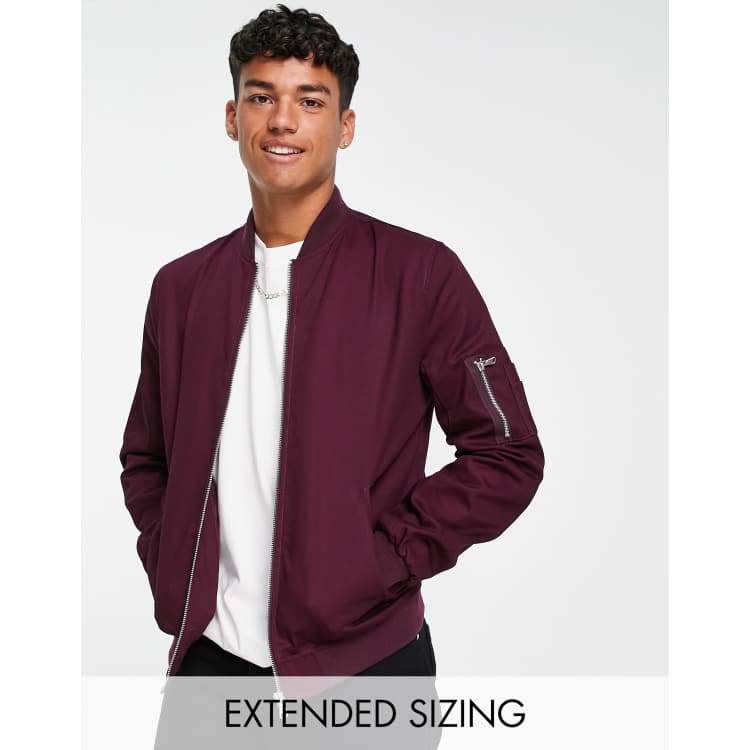 ASOS DESIGN padded bomber jacket with MA1 pocket in high shine purple