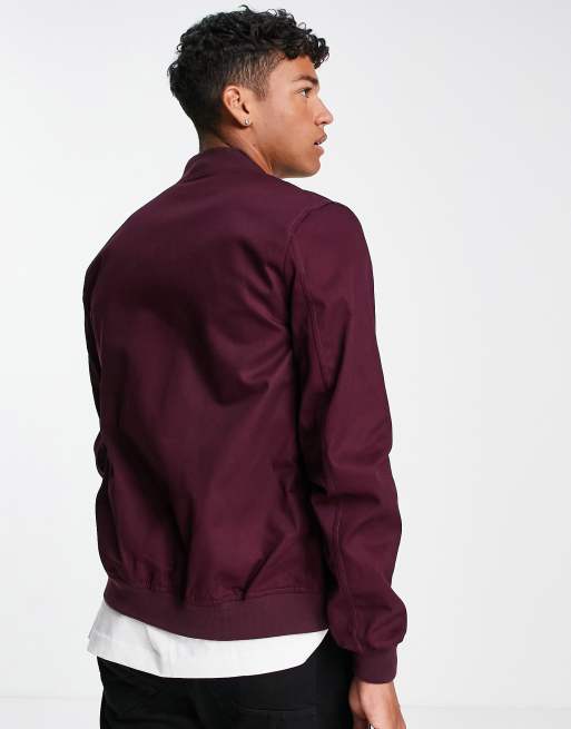 ASOS DESIGN bomber jacket with MA1 pocket in burgundy